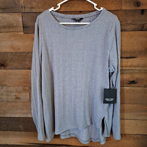 Simply Vera Wang Ribbed Grey Long Sleeve Sweater Size XL
